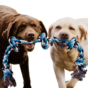 攻撃的な噛む人のためのカスタム不滅の長い大きな結び目綿のロープのおもちゃ屋外の強い犬の噛むおもちゃ