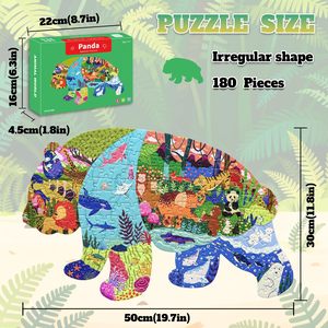 Puzzles d'animaux irréguliers pour enfants de 4 à 6 ans, 6 à 8 ans, 8 à 10 ans, 10 à 12 ans, puzzle panda 180 pièces, <span class=keywords><strong>jeu</strong></span> de puzzle éducatif pour le sol - Product Image 2