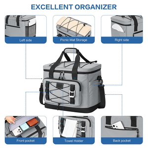 OEM Outdoor Dual <b>Compartment</b> Cooler Bag Foldable Waterproof Lightweight Thermal Insulated <b>Lunch</b> <b>Box</b> Personalized Logo w Strap - Product Image 2