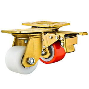 Roulettes de <span class=keywords><strong>3</strong></span> "en nylon et PU à profil bas et centre de gravité pour chariots et charges lourdes. - Product Image 3
