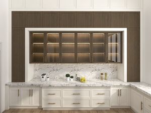 Meubles de cuisine modernes, design en bois, plan de travail en marbre, rangement fonctionnel, personnalisable, pour appartement - Product Image 3