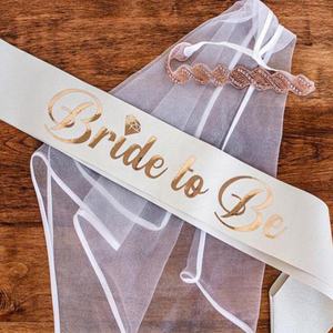 งานแต่งงานตกแต่งเจ้าสาวผ้าคลุมหน้าเจ้าสาวSash Headband Bachelorette Party Girl Hen Partyอุปกรณ์ตกแต่ง - Product Image 2