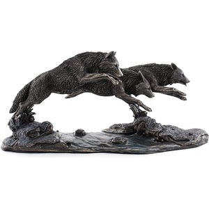 Tùy Chỉnh Thủ Công Nhà Bộ Sưu Tập Trang Trí Bức Tượng Động Vật Bằng Đồng Thiết Kế 3D Polyresin Sói Trong Chạy Bức Tượng - Product Image 1