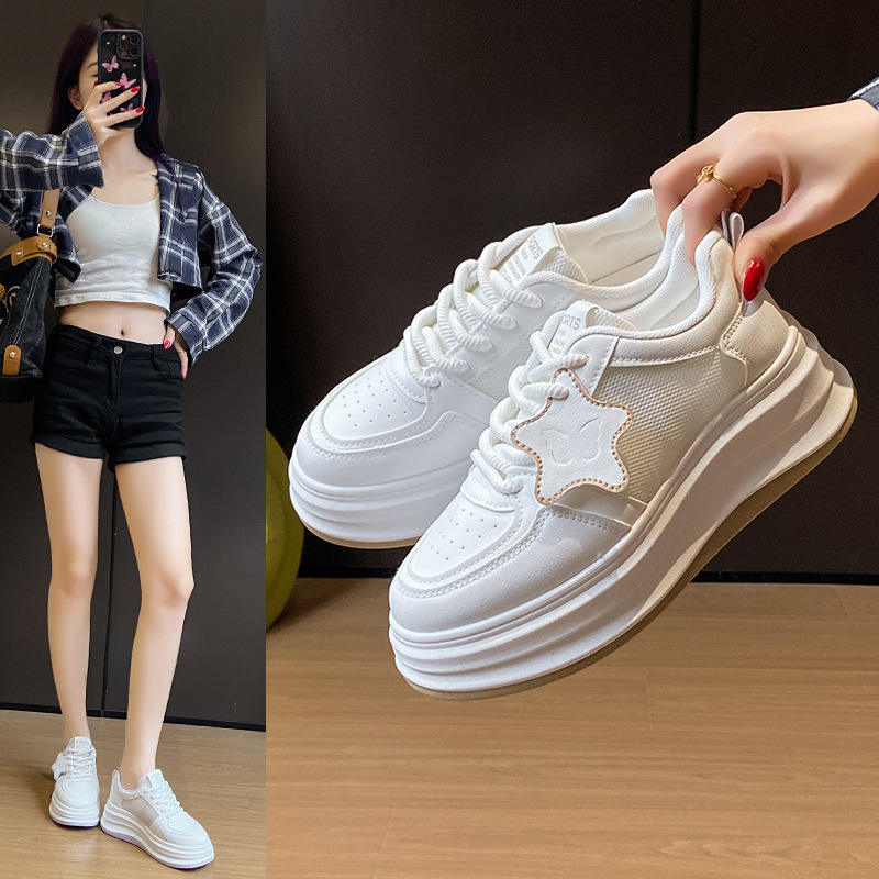 2025 Women's White Sports Sneakers New Korean-Style Ins Star All-Match  Street Wear for Female Students HB808