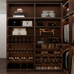 CBMmart MDF Holzmaserung Luxus Kleider schrank für zeitgenössische Innenräume mit hängenden Schienen und Schubladen - Product Image 2
