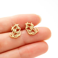 Vente en gros de boucles d'oreilles en acier inoxydable série animaux de dessin animé boucles d'oreilles femmes mode chat oiseau requin ours dinosaure pour fille