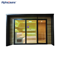 Cabine de sauna en bois de grande taille pour l'extérieur, maison miniature avec fenêtre en verre, sauna traditionnel en cube personnalisé pour l'extérieur
