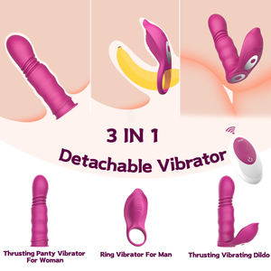Consoladores de empuje desmontables <span class=keywords><strong>2</strong></span> en 1 para mujer, vibrador de anillo para pene, Juguetes sexuales para hombres, adultos, clítoris, parejas, masturbadores femeninos % - Product Image 6