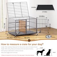Cage pour chien de taille moyenne en acier inoxydable robuste de 42/48 pouces, entièrement métallique, avec dessus ouvert, roues, grille de sol, pliable, résistante à l'eau