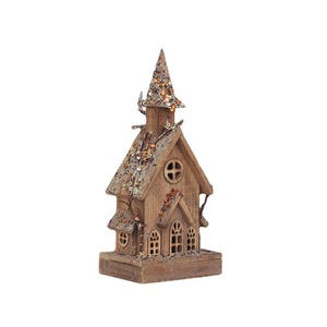 Décoration de Noël en bois lumineuse, petite taille, ornement de bureau avec détails pailletés, arrangement de scène - Product Image 5