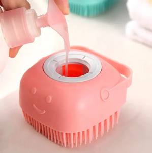 فرشاة استحمام للحيوانات الأليفة (كلاب وقطط) من البلاستيك الناعم بتصميم كرتوني مع موزع شامبو، أداة تدليك مهدئة للشعر القصير - Product Image 6