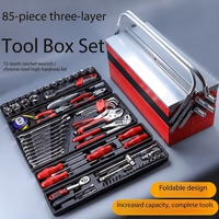 Kit d'outils de qualité industrielle de 85 pièces avec coffret de rangement en métal, ensemble d'outils à main pour la réparation automobile et la maison, outils polyvalents pour l'atelier