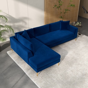 Sang trọng hiện đại nhung <span class=keywords><strong>sofa</strong></span> với Chaise 2-mảnh thiết lập cắt ghế chần thấp trở lại <span class=keywords><strong>Sofa</strong></span> Bộ l-hình dạng phòng khách ghế <span class=keywords><strong>sofa</strong></span> - Product Image 4