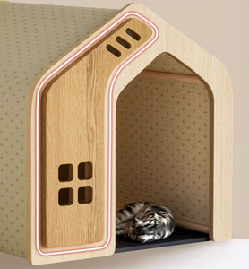 Niches pour chiens en bois massif écologiques pour usage intérieur, toutes saisons, avec fermeture à poussoir, cages pour animaux, lits pour animaux, lit pour chat - Product Image 2