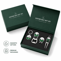 Coffret Cadeau de Golf Personnalisé 4 Pièces : Accessoires de Golf en Métal (Outil de Repositionnement de Balle, Clip de Chapeau, Décapsuleur, Porte-clés) – Idéal pour les Cadeaux de Tournoi