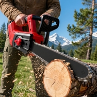 Tronçonneuse industrielle à batterie lithium 12 pouces 1000W, moteur sans balais, guide-chaîne de 34 cm, capacité de coupe de 70 cm pour le travail du bois et l'usage domestique