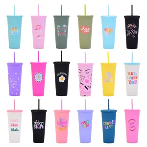 Tùy chỉnh khuyến mại Quà Tặng 24 ounce nhựa tổ ong cup lạnh cup Tumbler với rơm