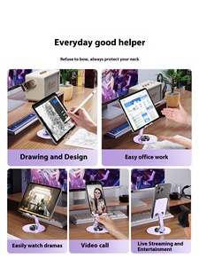 New 360 độ xoay phổ điện thoại đứng tất cả các kim loại di động gấp iPad máy tính bảng đứng có thể điều chỉnh chiều cao giữ chế độ cho giường - Product Image 6