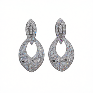 Orecchini Cuarriae in oro bianco con diamanti taglio marquise, gioielli di lusso da donna, diamanti naturali E1024 - Product Image 1