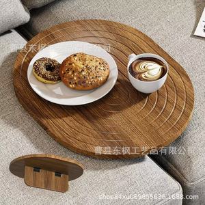 Dongfeng Oval Wooden Sofa <b>Gap</b> Tray For Snacks Breakfast Tea Coffee Minimalist Design - Product Image 1