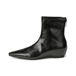 Botines de Mujer de Piel Auténtica con Punta Puntiaguda y Tacón Oculto, Estilo Otoñal, Zapatos Cómodos que Aumentan la Estatura - Product Image 5