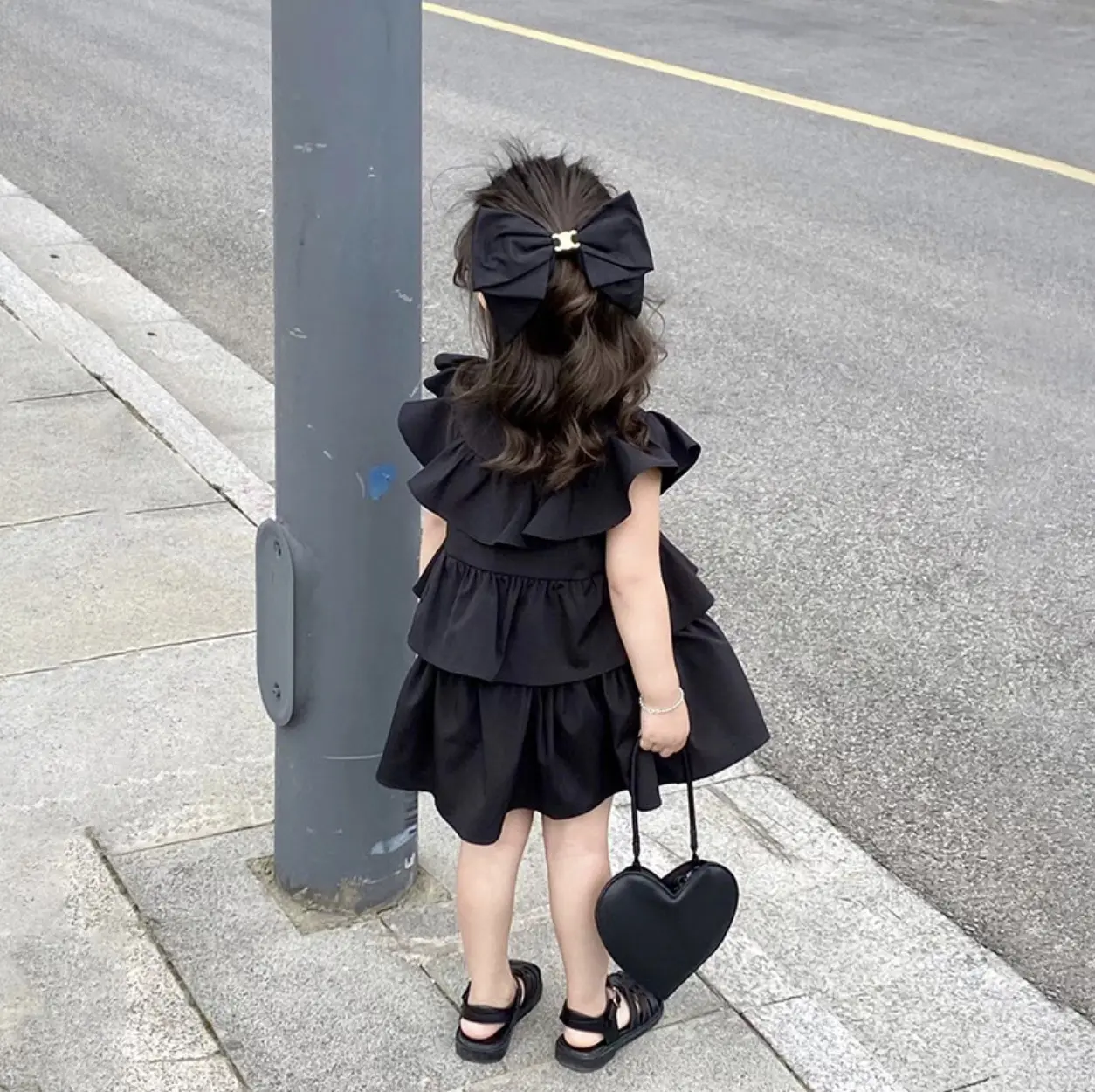 High-quality dress children short cake skirt girls black sundress