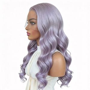 Perruque Lace Front Ondulée Lavande Violette 100% Cheveux Humains Longue et Ondulée pour <span class=keywords><strong>Femme</strong></span> - Product Image 4