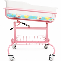 IB-G21 Berceau d'hôpital pour nourrissons, lit bébé sur roulettes, cuve transparente inclinable, panier de rangement en maille réglable