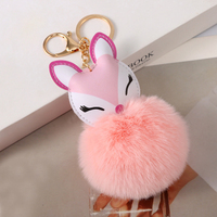 Porte-clés en fausse fourrure pompon 8 cm, style simple, mignon et moelleux, vente en gros 2026, personnalisable, prix abordable