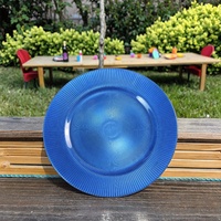 Assiette de présentation en plastique bleu marine de 13 pouces, écologique, réutilisable, personnalisée, pour mariage formel, marque MIDAS