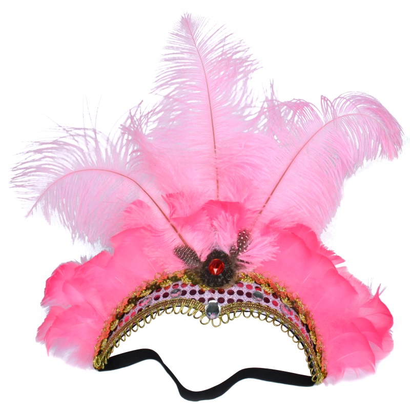 W WIDMANN MILANO Party Fashion - Accessorio per capelli da ballerina Go-Go, con piume nere, copricapo elaborato, samba, danza del ventre, costume, carnevale, festa in maschera