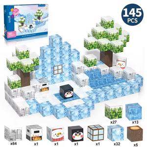 145ピース 氷と雪の世界テーマ マグネットブロックセット - DIY磁気ビルディングブロック 知育玩具・ギフト EN71、CE、CPC認証取得済み - Product Image 1