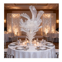 Arbre de fleurs géant en gaze fait main, design plissé, décoration florale 3D en gaze pour table, idéal pour les arrière-plans de mariage et les accessoires de photographie