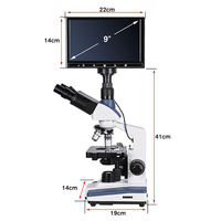 SCIEDU 9-inch LCD Mites Digital Binocular Microscope Medical Laboratory 5MP Electronic Eyepiece LED Light with Lcd Display