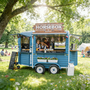 Blue Food Cart Mobile Coffee Ice Cream <b>Trailer</b> Outdoor Vending Unit - Product Image 1