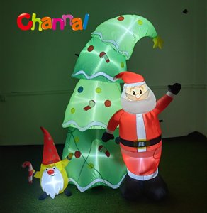 Papá Noel inflable <span class=keywords><strong>de</strong></span> Navidad <span class=keywords><strong>de</strong></span> 8 pies con árboles <span class=keywords><strong>de</strong></span> Navidad, luces LED integradas que explotan la decoración navideña del patio del jardín <span class=keywords><strong>al</strong></span> aire libre - Product Image 4