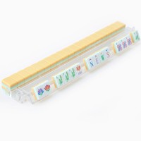Tuiles de Mahjong Américain en Acrylique Jaune pour 4 Joueurs, Ensemble Haut de Gamme avec Sac de Rangement en Cristal, Jeux de Cartes, Cadeau pour la Maison, Finition Polie à la Main