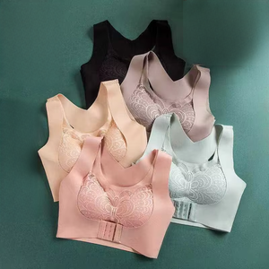 Reggiseno da donna comodo estivo per tutti i giorni, senza ferretto, taglie forti, in pizzo, a coppa intera, imbottito, intimo femminile - Product Image 1
