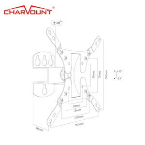 Supporto <span class=keywords><strong>TV</strong></span> da <span class=keywords><strong>Parete</strong></span> Inclinabile e Girevole <span class=keywords><strong>per</strong></span> Max Vesa 200x200, <span class=keywords><strong>per</strong></span> <span class=keywords><strong>TV</strong></span> LED/LCD da 17"-42", Inclinazione -15° +15°, Rotazione 30°, Carico 35kg - Product Image 2