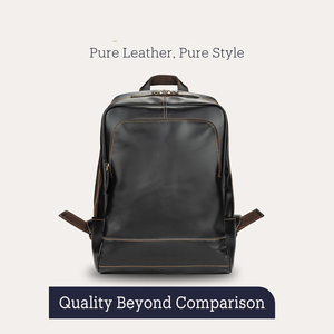 Leather <b>Backpack</b> for Men 15.6" Laptop <b>Backpack</b> top-Grain Leather <b>Backpack</b> Brown <b>Medium</b> Size - Product Image 2