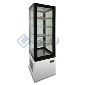 商业饮料零食冰箱4面玻璃糕点展示冷却器