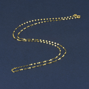 Collar de Oro Macizo Puro de 18K AU750 con Labios de Doble Hoja para Mujer Cadena de Clavícula 18 Pulgadas 45 cm Alto Brillo Gran Venta Color Opcional - Product Image 2