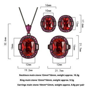 Fashion Eco-friendly Copper <b>Ruby</b> <b>Necklace</b> Set 12*16-10*12mm Red <b>Ruby</b> Cubic Zirconia Elegant Daily & Party Matching Set - Product Image 2
