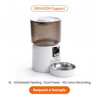 Distributeur automatique de nourriture pour animaux de compagnie intelligent 4L, alimentation programmée, enregistrement vocal 10s, double alimentation, ABS pour chats et chiens
