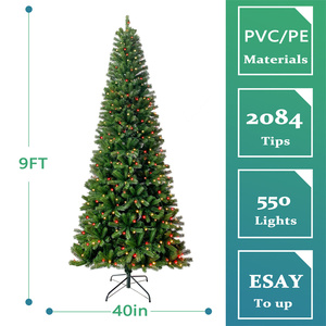 3ft-10ft Arbre <span class=keywords><strong>de</strong></span> Noël artificiel PE mixte PVC quatre couleurs alternées clignotant LED - Product Image 2
