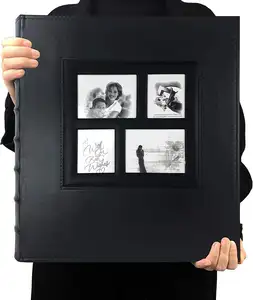 Álbum de fotos 4x6 porta 500 fotos páginas pretas grande capacidade tampa de couro
