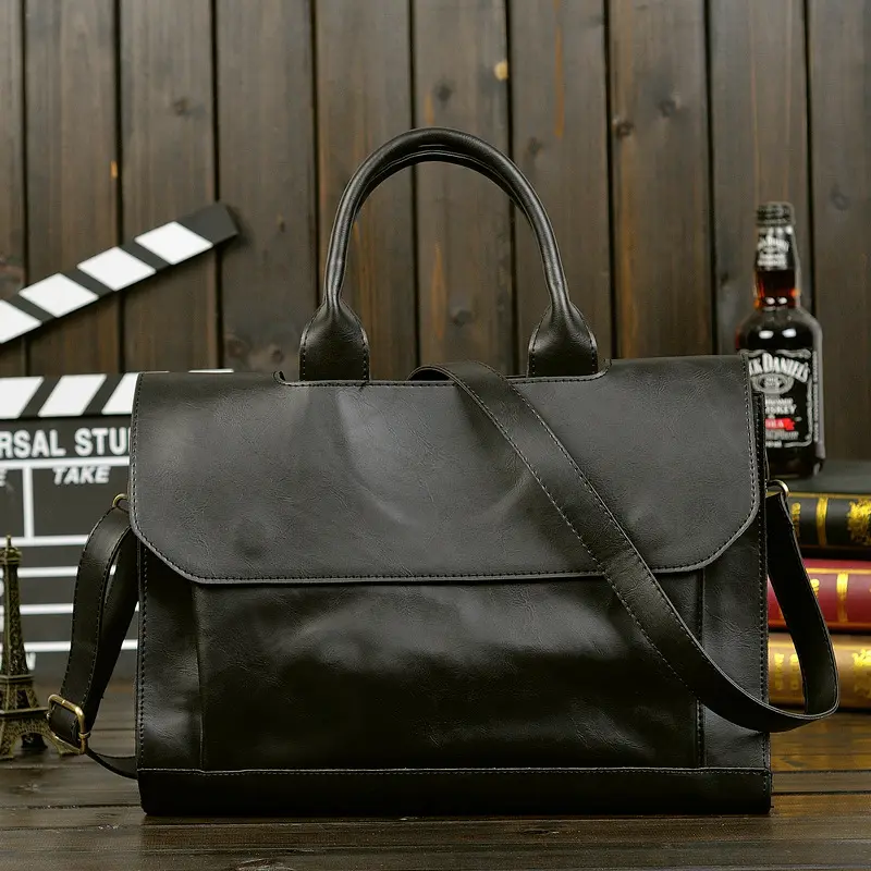Luxury PU Leather Men's Briefcase Laptop Handbag Business Messenger Bag Men Crossbody Bags