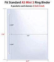50 Pack100 Pockets5x7Photocard Sleeves pour A5 3 Mini Ring Binder Ultra Clear Photo Sleeves, Double Face 1 Pocket Photo Pages,