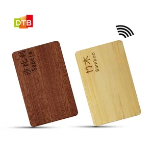 Kartu pintar kayu/bambu RFID kustom untuk kontrol akses kunci Hotel kartu bisnis Nfc bambu/kayu