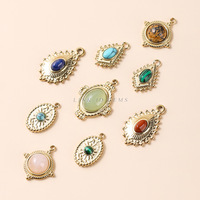 Approvisionnement direct transfrontalier de pendentifs ovales en acier titane incrustés de malachite, cristal rose rond, accessoires de bijoux DIY